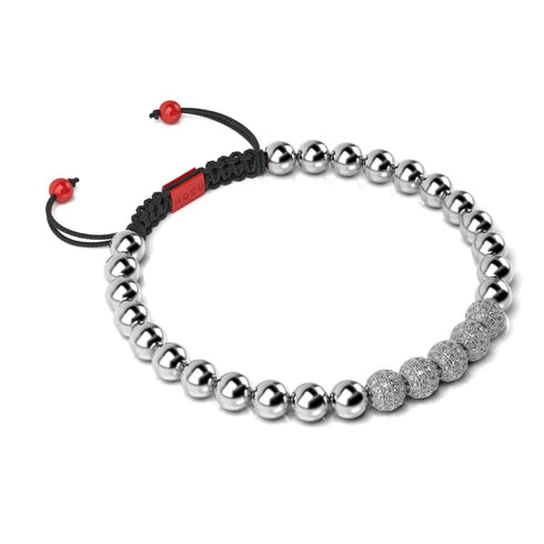 Silver and Red Enamel | Crystal Gala Santa Bracelet | Black